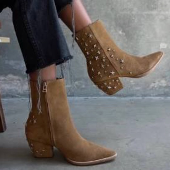 Matisse Caty Leather Boot Brown Star Studded Womens 8 - Picture 14 of 15